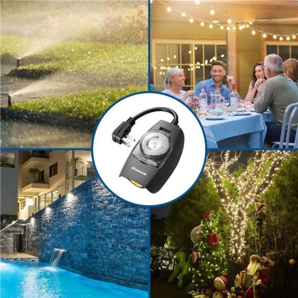 DEWENWILS Outdoor Light Timer Waterproof, 24-Hour Programmable Plug in Timer - Picture 7 of 7